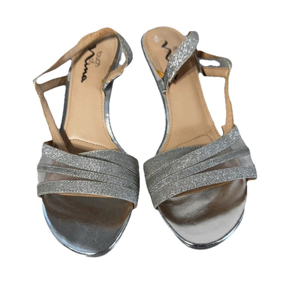 * Touch Of Nina Silver Dressy Sandals Formal Shoes Heels Size 10 Women Prom